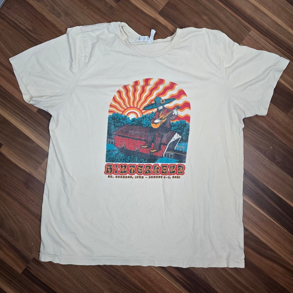Hinterland Music Festival T Shirt 2021 St Charles Iowa Adult XL Cream Graphic